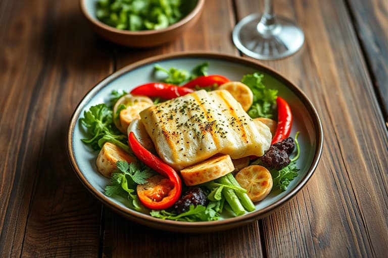 Laksesalat med rød chili- og Caesar-dressing