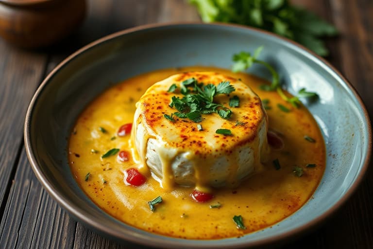 Queso Fundido med ovnsbakt poblano-vinaigrette