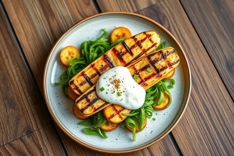 Grillede bananer med kanelkrem, crème fraîche og honning