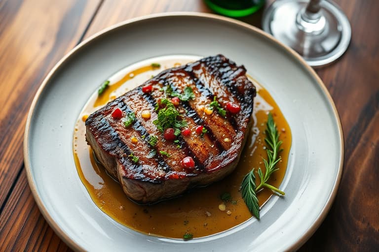 Ribeye-steak i gremolata-lignende marinade