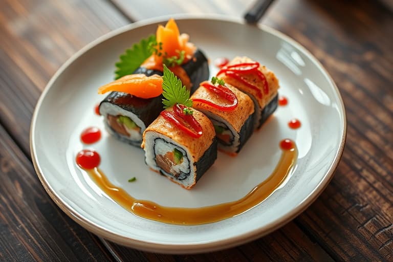 Håndlaget sushi temaki