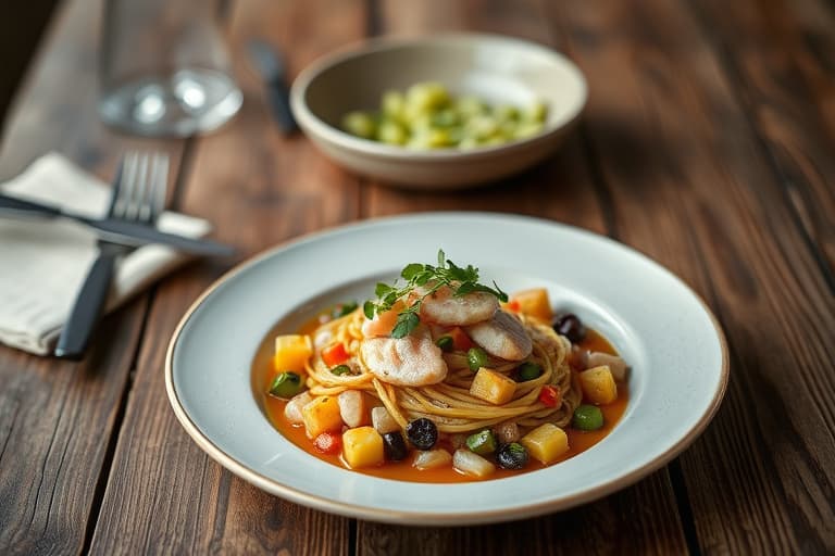 Røkt and med kamskjellsalat med sherrydressing