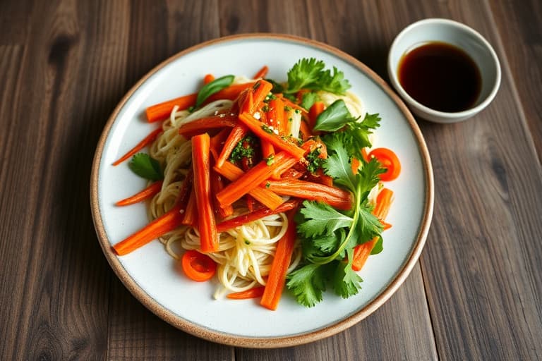 Svineknoke Rajas med rask kimchi i salatblad, servert med Kojuchang-saus