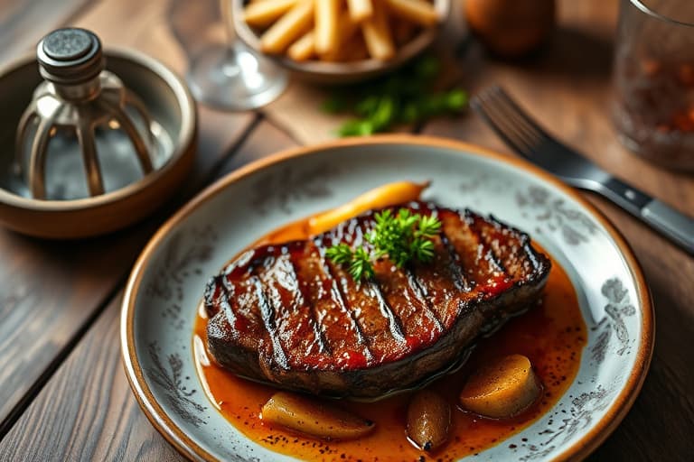 Panestekt cowboy ribeye med kremet sveitsiskkål