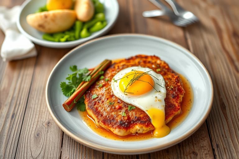 Paprikakyllingschnitzel med stekte egg Holstein