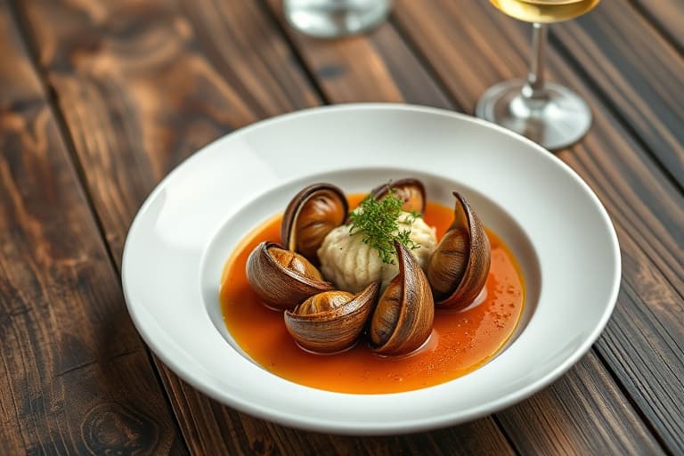 Escargot med ville sopp