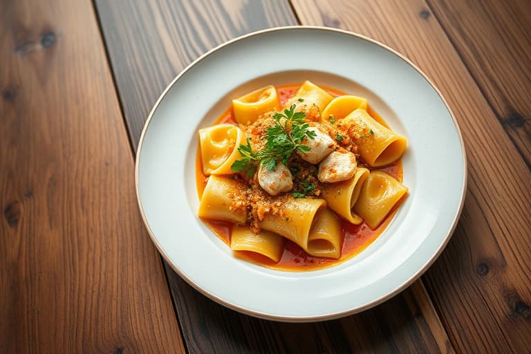 Hummer- og krepsravioli med kremet saus av krabbekjøtt