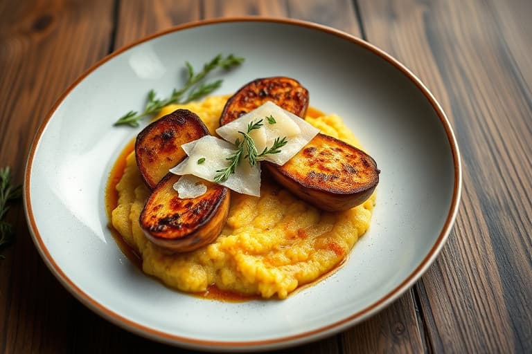 Marinerte svinekoteletter med myk polenta og parmesan