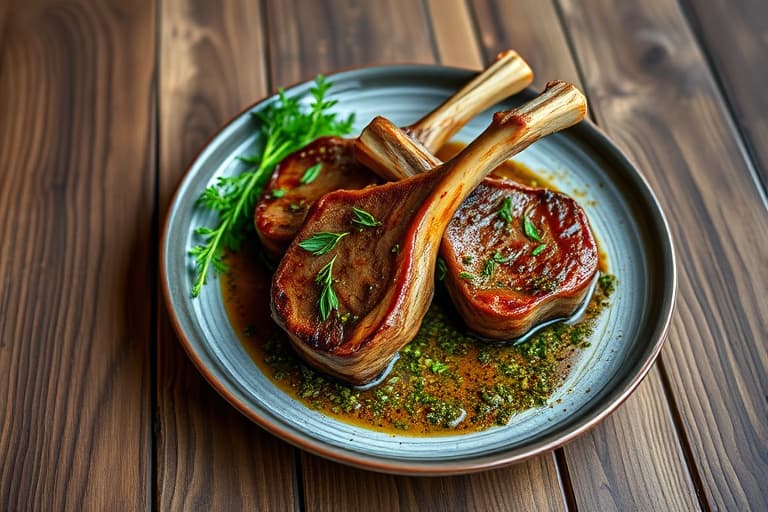 Lamb Chops med mynte- og mandelpesto