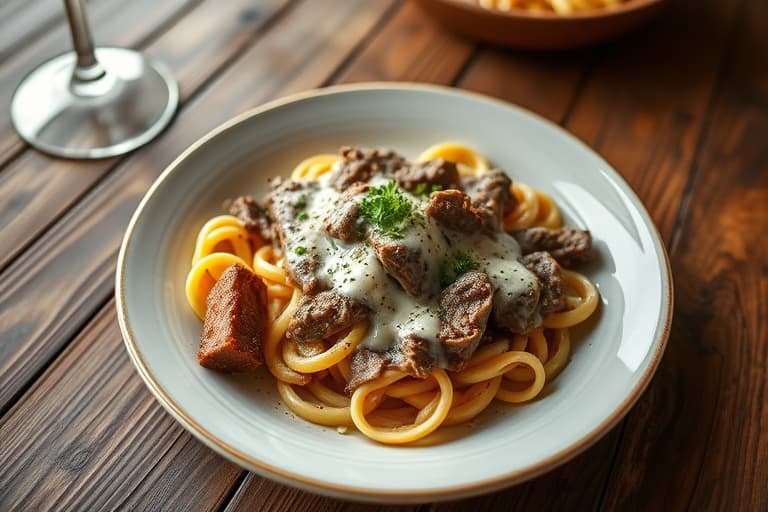 Beef Stroganoff med rødbetkrem fraiche