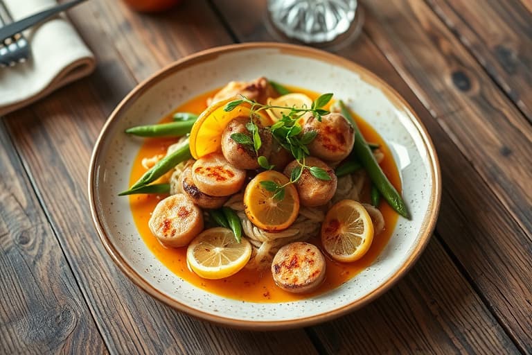 Grønne bønner med sitron og pinjekjerner