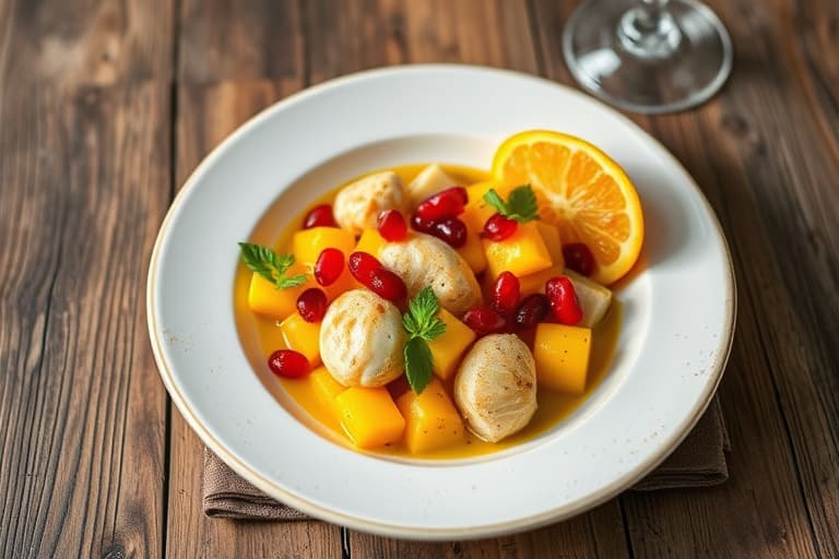 Sprø kyllingvinger med granateple- og mangobruchettesaus