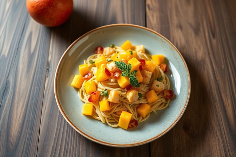 Krepsesalat med mango og mynte