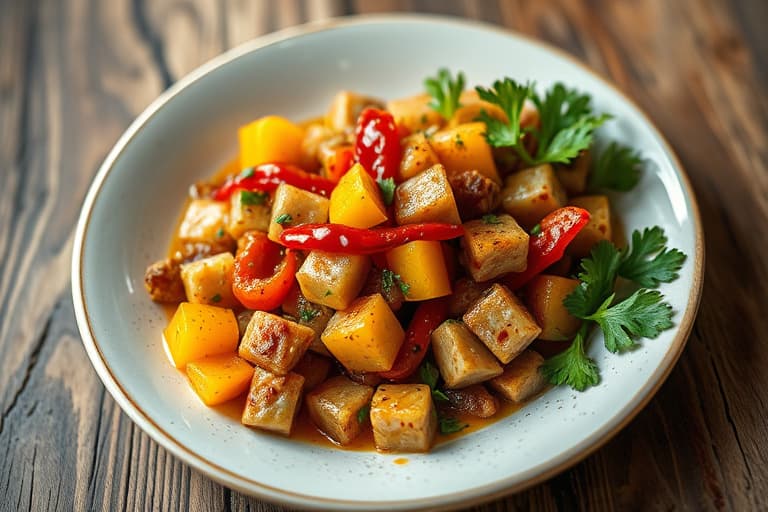 Napa-druer fylt med vinblader, servert med seks-peppers SPAM-r frukt relish og pinjekjerner