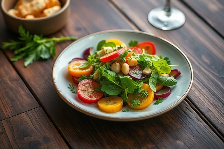 Vårgrønn salat med kremet sitronvinaigrette