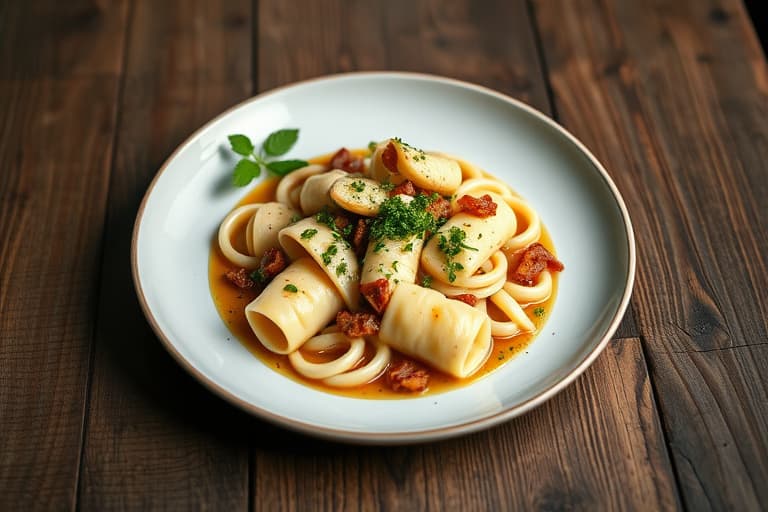 Hvit bønneravioli med brunet smør og kaperssaus