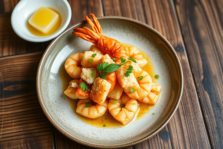 Tempura-softskallet krabbe og asparges med yuzu-maui løksalat