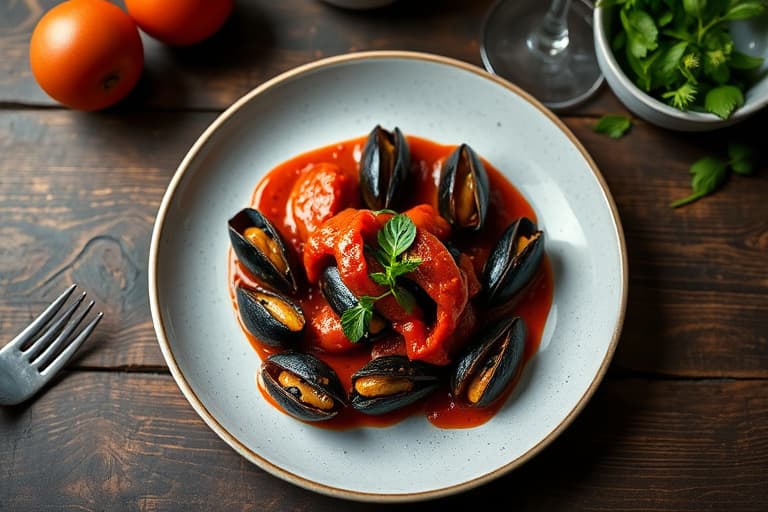 Muslinger i marinara-saus