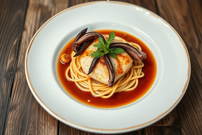 Diverhavsdiver med brasede endiver og brunet smørsauce