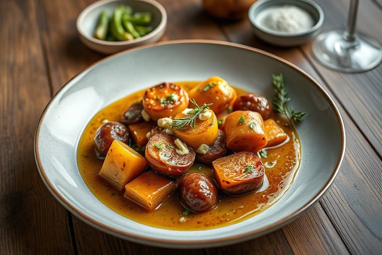 Lammeknoke med rosmarinbakte poteter og sjalottvinaigrette