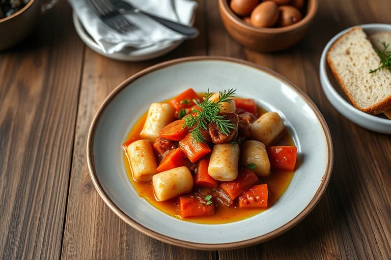 Italiensk pølse, paprika og løk
