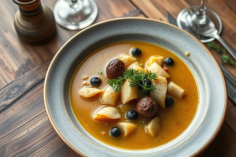 Suppe med svarte bønner og grønnsaker