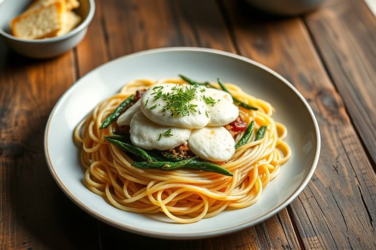 Basilikumkylling over angel hair