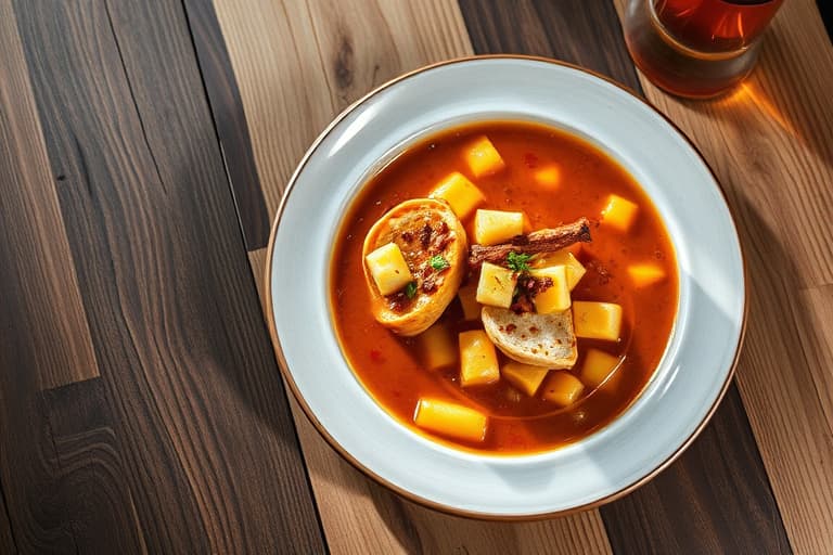 Russisk soppsuppe med sopp og poteter