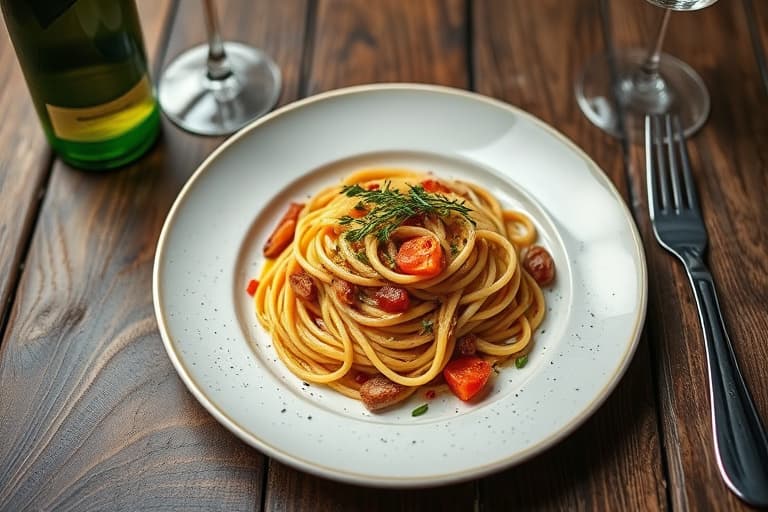 Champagneskrei og pasta