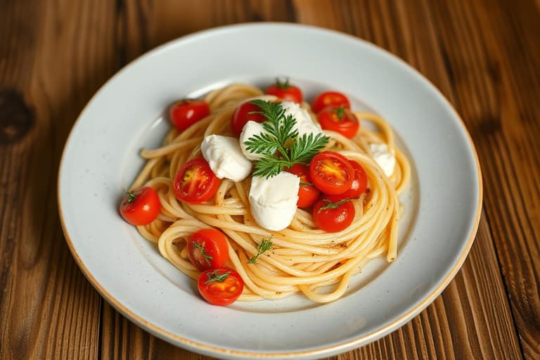 Englehårpasta med fetaost og soltørkede tomater
