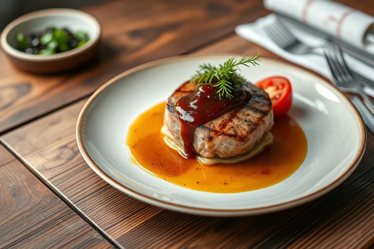 Blåmuggost-omgitt filet mignon med portvinsaus