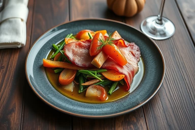 Bacon- og soppstekt kylling