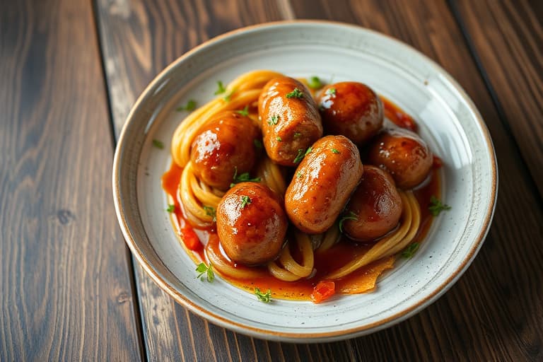 BBQ-glaserte hjemmelagde kjøttboller