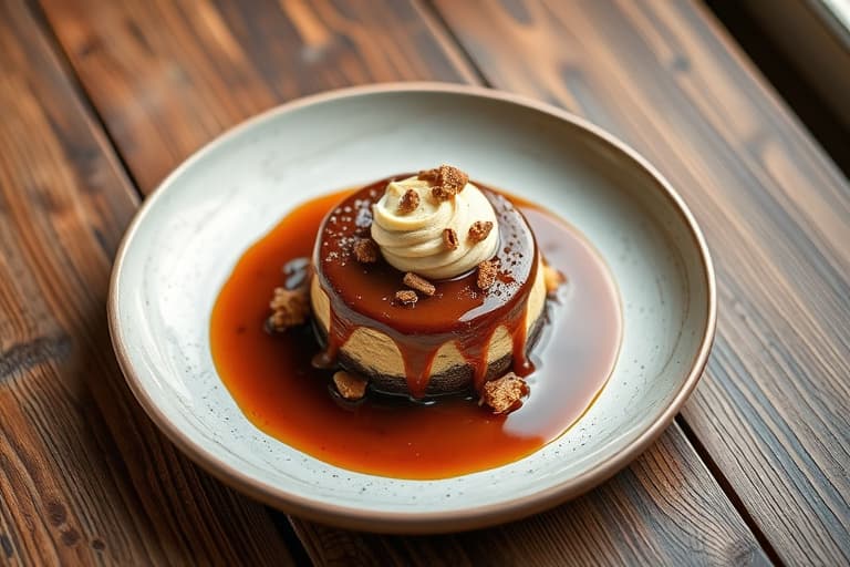 Sjokoladekremkake med pudding og fudge