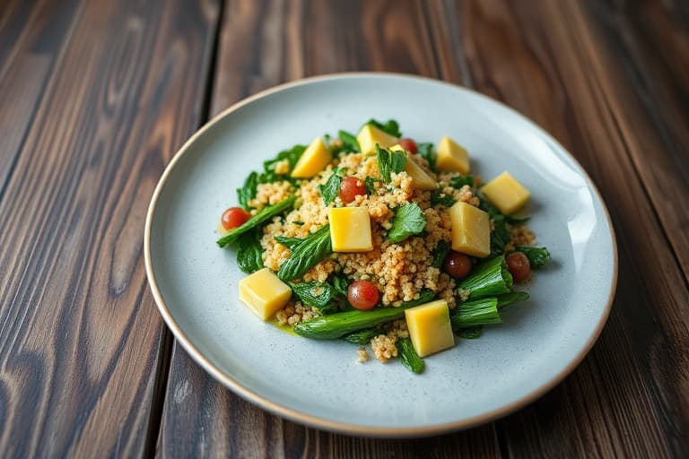 Kale-, quinoa- og avokadosalat med sitron-dijonsennepsvinaigrette