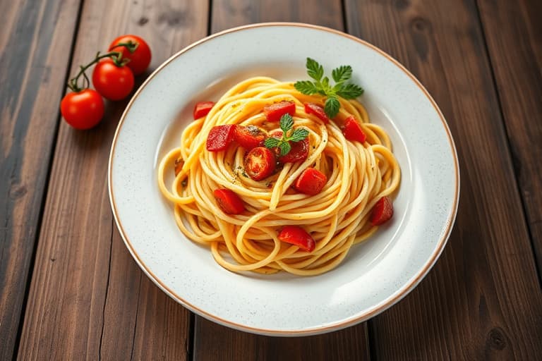 Linguinepasta med reker og tomater