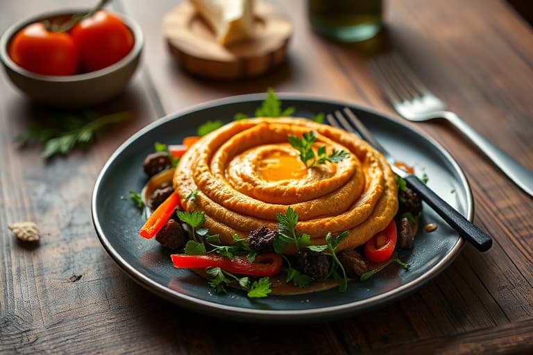 Enkel ovnsbakt rød pepper-hummus