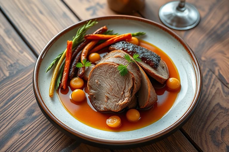 Maple-bakt svinenakke med ovnsstekt roast