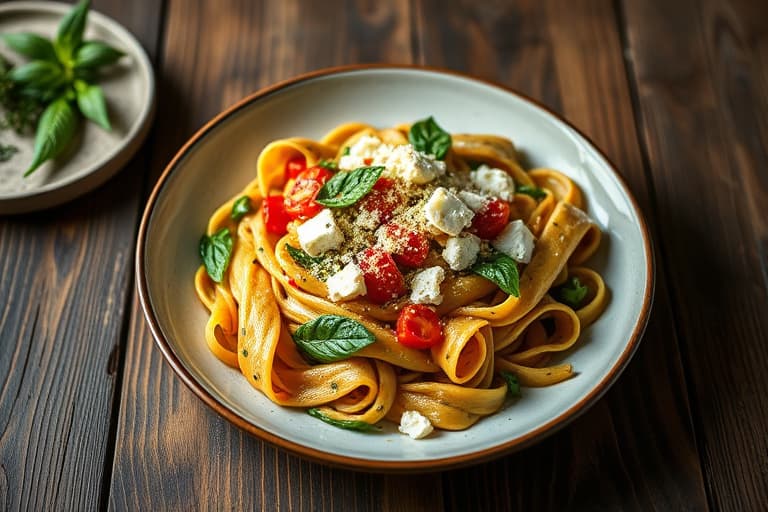 Mostaccioli med spinat og feta