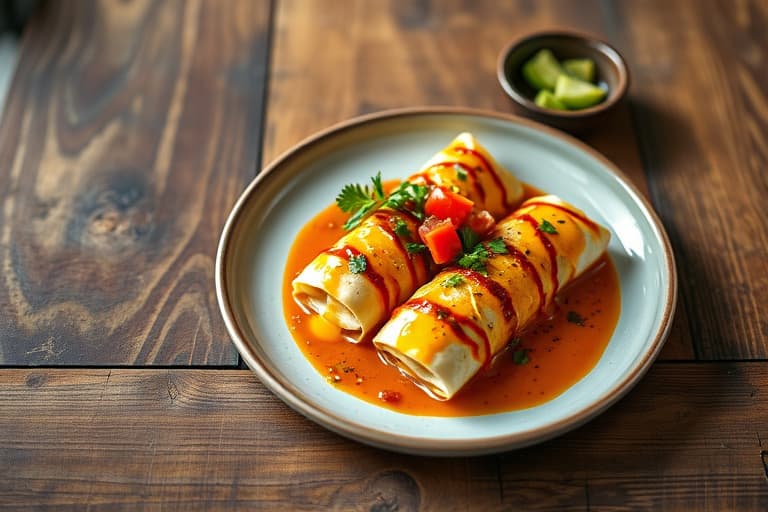 Kyllingenchiladas med kremet grønn chilisaus