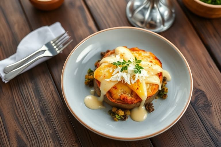 Cheesy gratinerte poteter med skinke