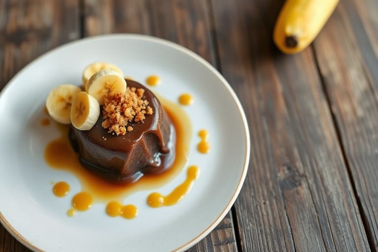 Sjokolade- og bananpudding med brød