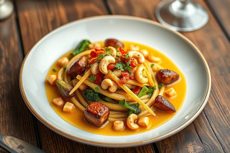 Karrikastet cashew-, pære- og druesalat