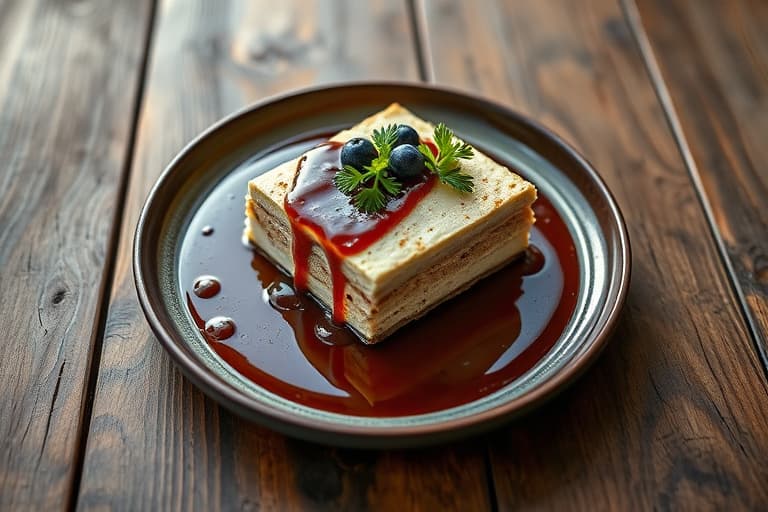 Hvit sjokoladekake med hvit sjokoladebrandy-saus