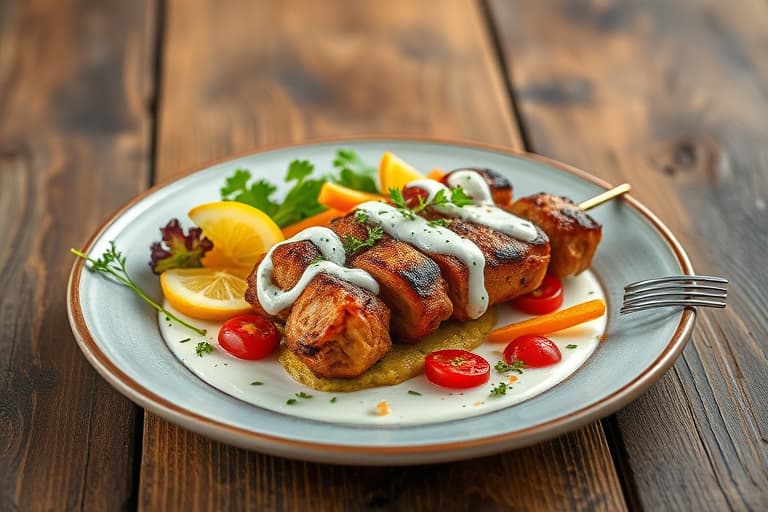 Kyllingsouvlaki med tzatzikisaus