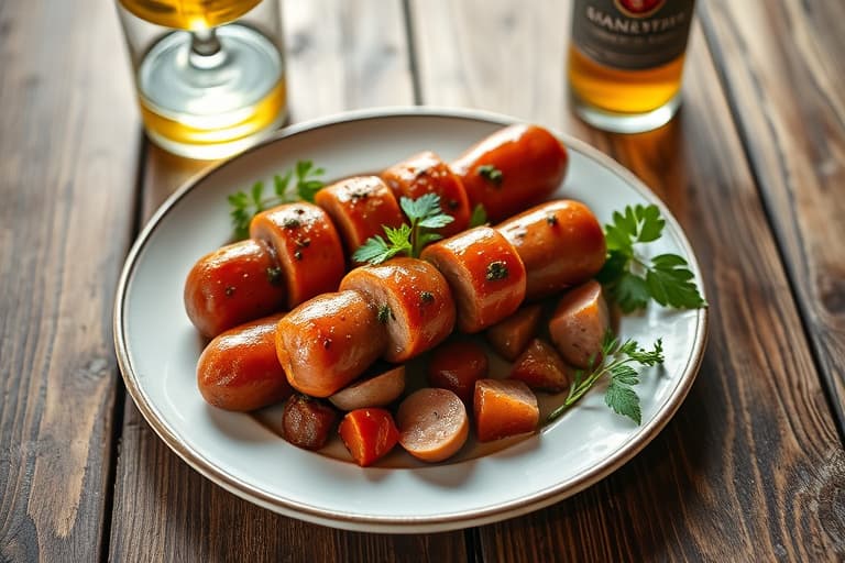 Langtidskokt kielbasa og øl