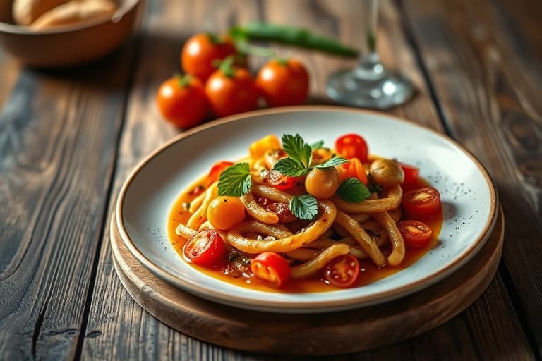 Fyrstekt tomat- og fetapasta med reker