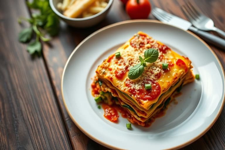 Vegetarisk fire osters lasagne