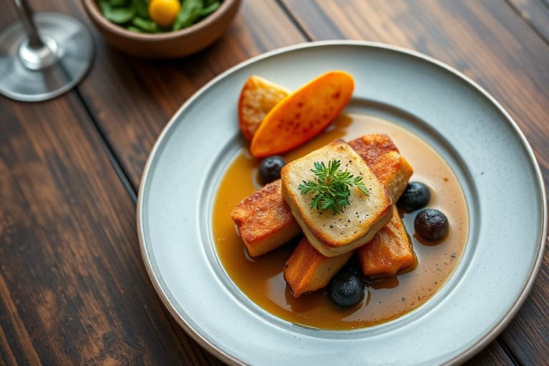 Bunnrundstek med løksaus