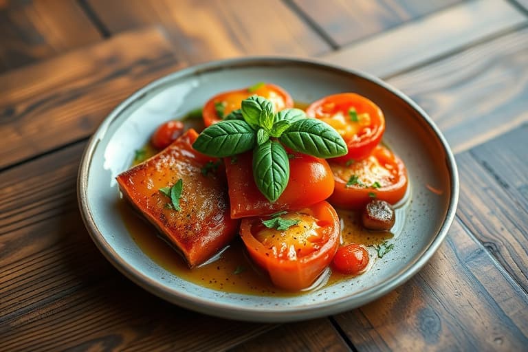 Fylte tomater med kylling og basilikum